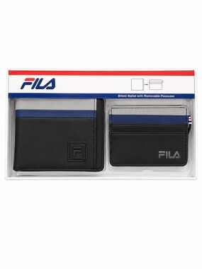 FILA Black Wallet Set with Blue and Gray Accents